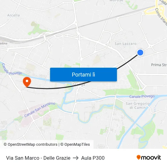 Via San Marco - Delle Grazie to Aula P300 map