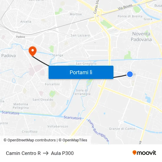 Camin Centro R to Aula P300 map