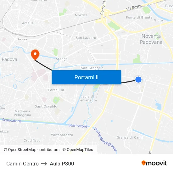 Camin Centro to Aula P300 map