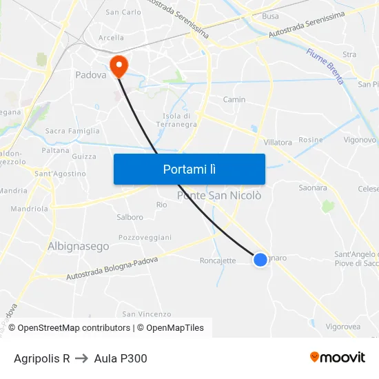 Agripolis R to Aula P300 map