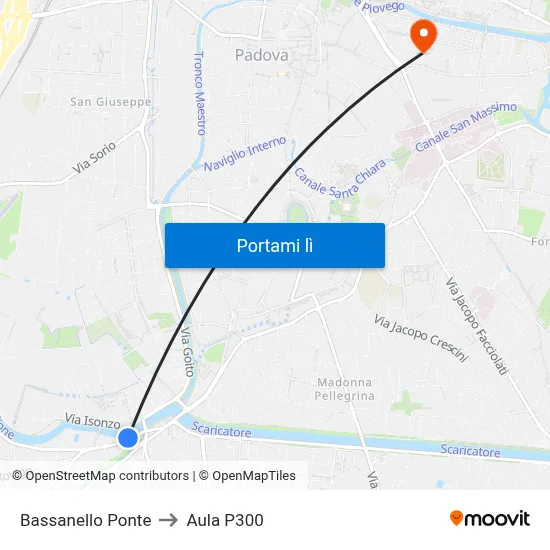 Bassanello Ponte to Aula P300 map