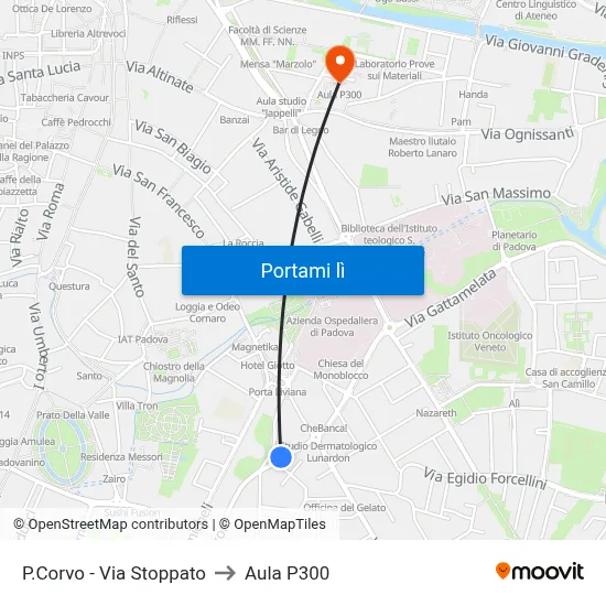 P.Corvo - Via Stoppato to Aula P300 map