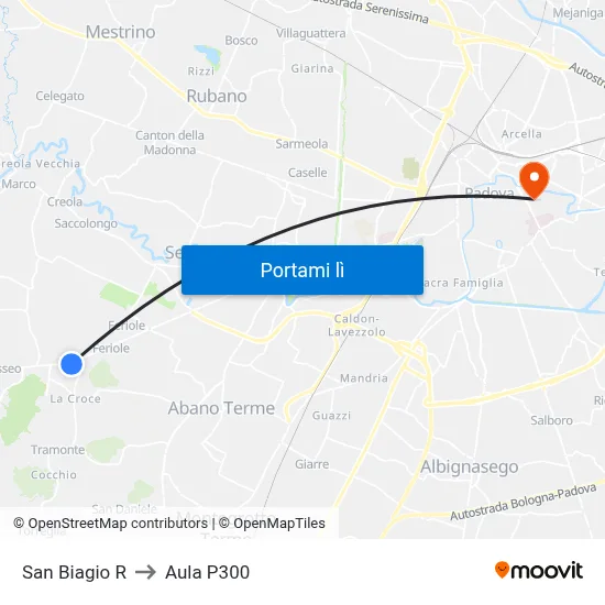 San Biagio R to Aula P300 map