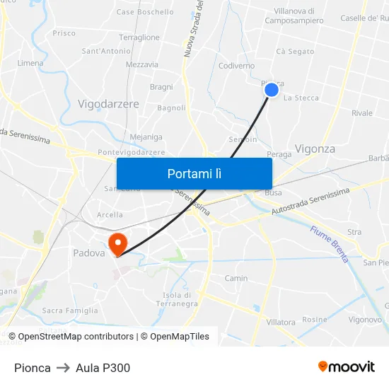 Pionca to Aula P300 map