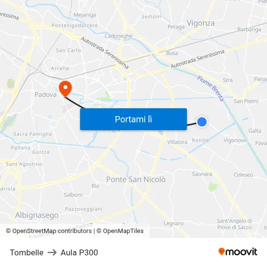 Tombelle to Aula P300 map