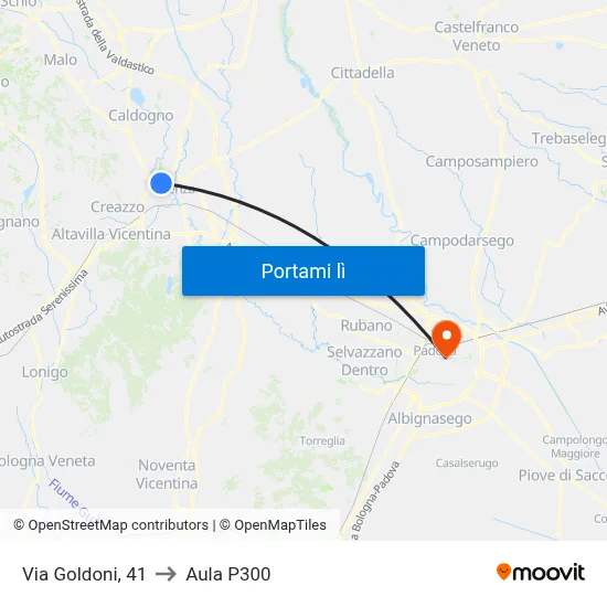 Via Goldoni, 41 to Aula P300 map