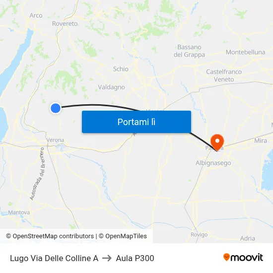 Lugo Via Delle Colline A to Aula P300 map