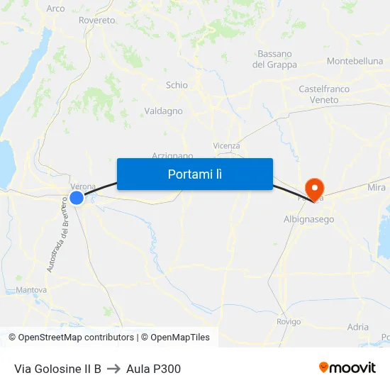 Via Golosine II B to Aula P300 map