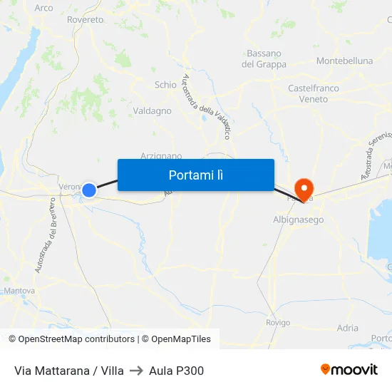 Via Mattarana / Villa to Aula P300 map