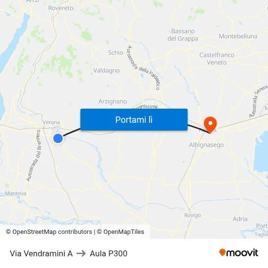 Via Vendramini A to Aula P300 map