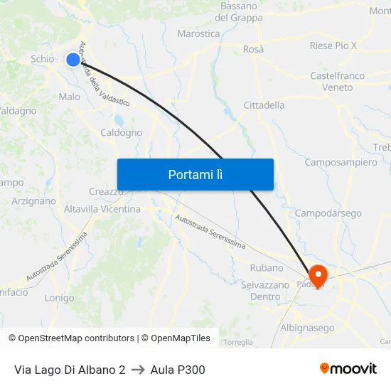 Via Lago Di Albano 2 to Aula P300 map