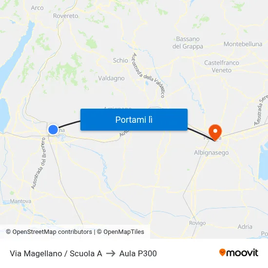 Via Magellano / Scuola A to Aula P300 map