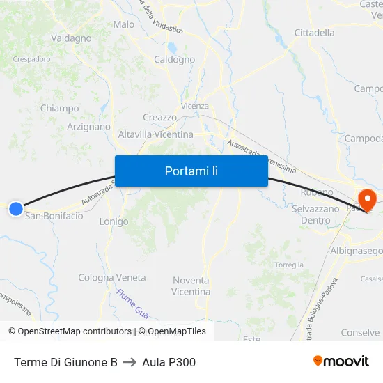 Terme Di Giunone B to Aula P300 map
