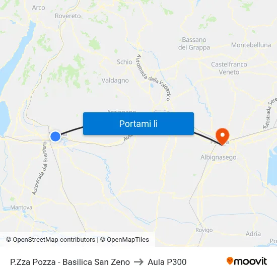 P.Zza Pozza - Basilica San Zeno to Aula P300 map