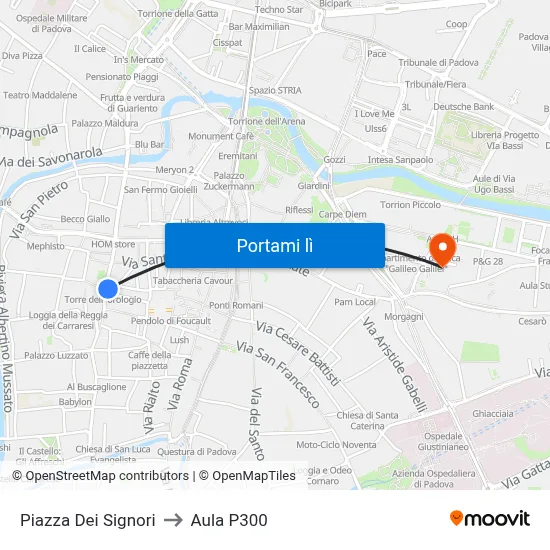 Piazza Dei Signori to Aula P300 map