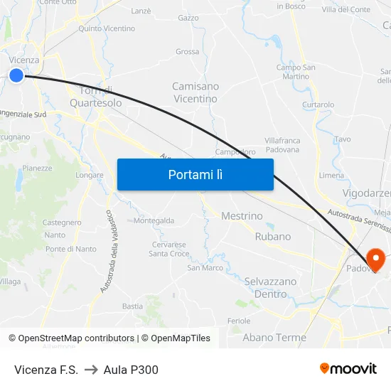 Vicenza F.S. to Aula P300 map