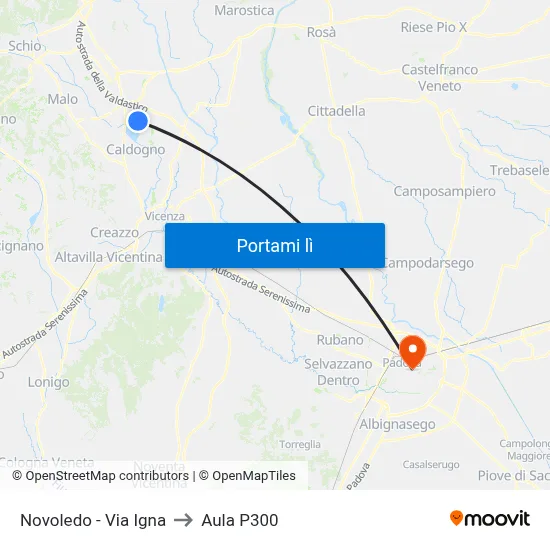 Novoledo - Via Igna to Aula P300 map