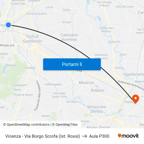 Vicenza - Via Borgo Scrofa (Ist. Rossi) to Aula P300 map