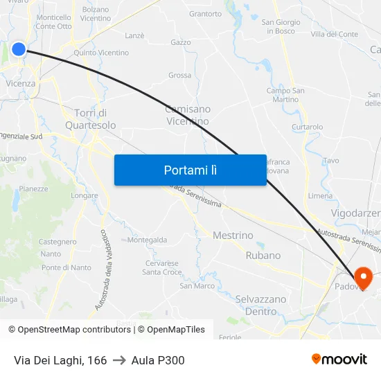 Via Dei Laghi, 166 to Aula P300 map