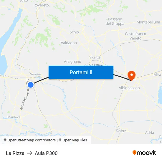 La Rizza to Aula P300 map