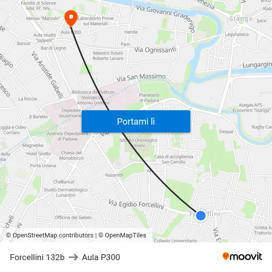 Forcellini 132b to Aula P300 map