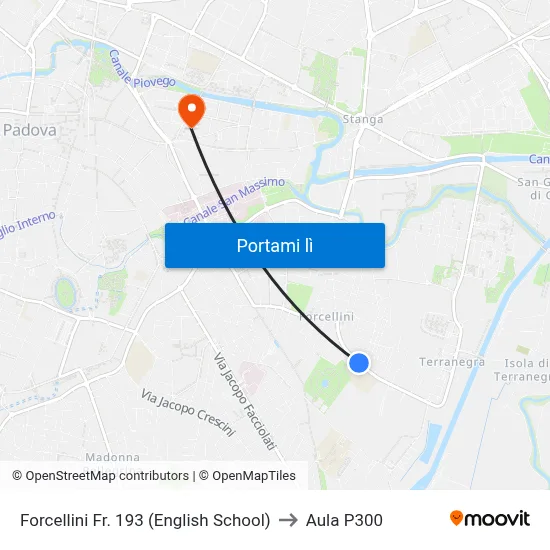 Forcellini Fr. 193 (English School) to Aula P300 map