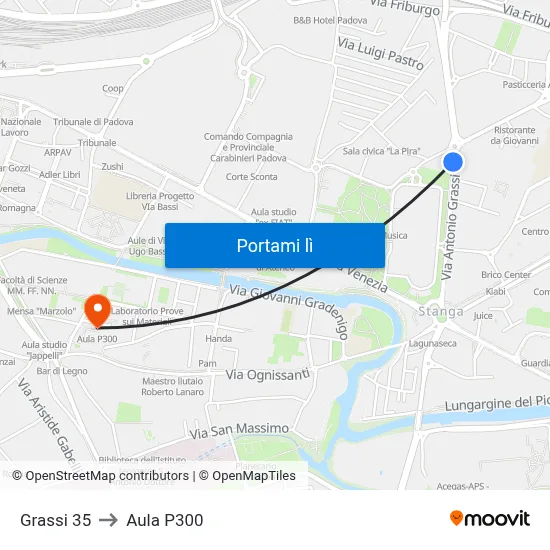 Grassi 35 to Aula P300 map