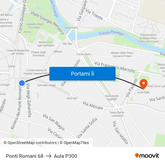 Ponti Romani 68 to Aula P300 map
