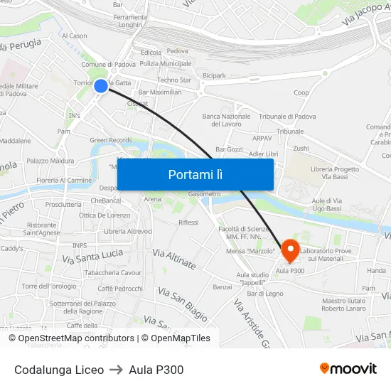Codalunga Liceo to Aula P300 map