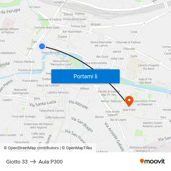 Giotto 33 to Aula P300 map