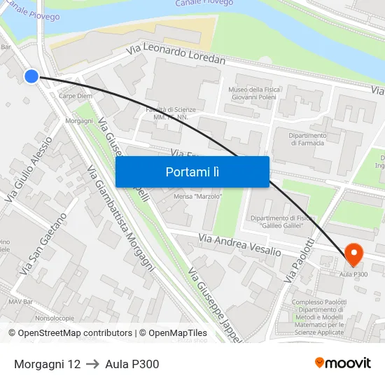 Morgagni 12 to Aula P300 map