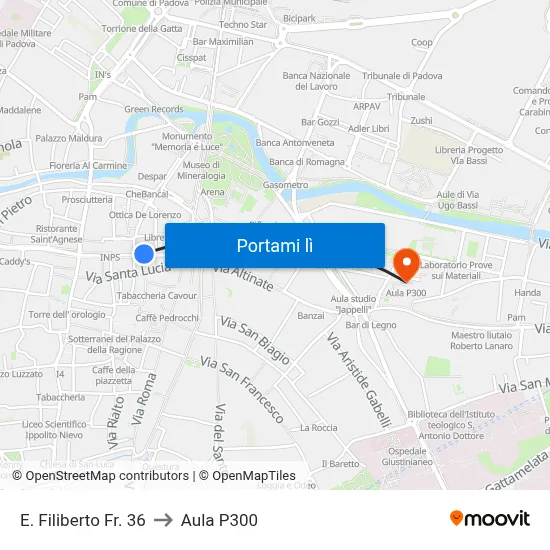 E. Filiberto Fr. 36 to Aula P300 map