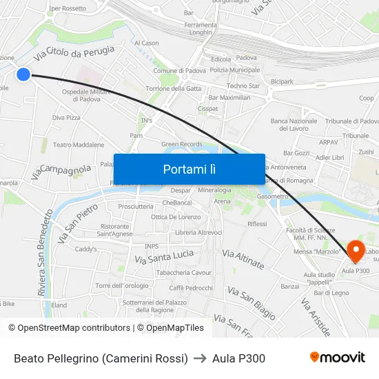 Beato Pellegrino (Camerini Rossi) to Aula P300 map