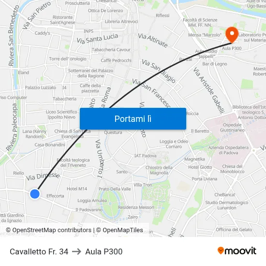 Cavalletto Fr. 34 to Aula P300 map