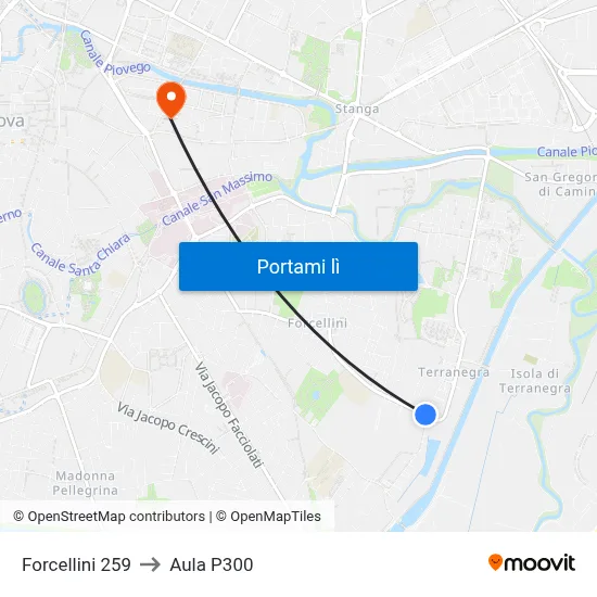 Forcellini 259 to Aula P300 map