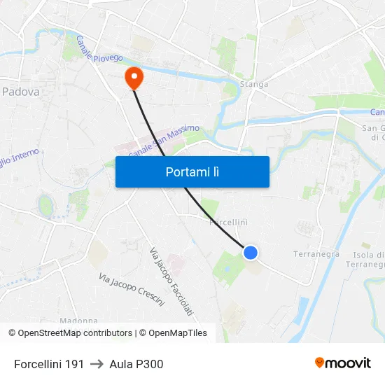 Forcellini 191 to Aula P300 map