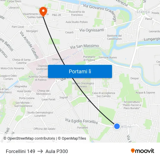 Forcellini 149 to Aula P300 map