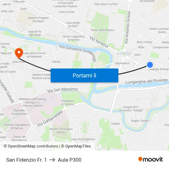 San Fidenzio Fr. 1 to Aula P300 map