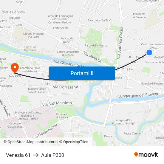 Venezia 61 to Aula P300 map