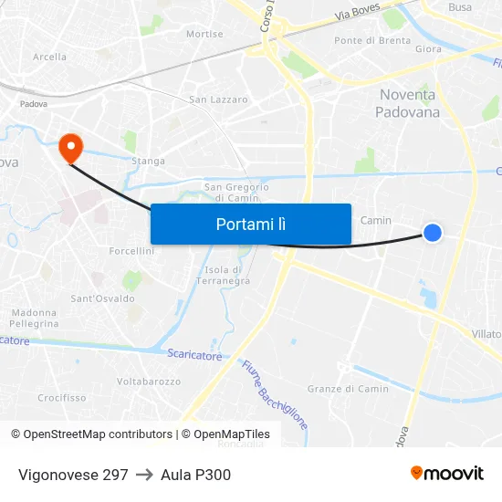 Vigonovese 297 to Aula P300 map