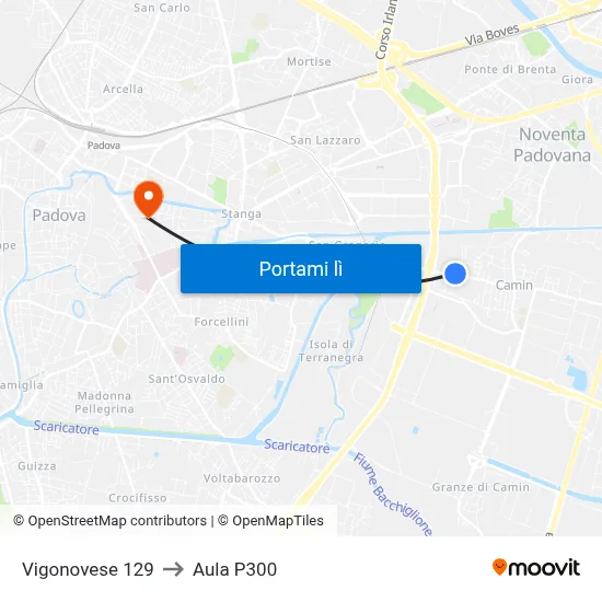 Vigonovese 129 to Aula P300 map