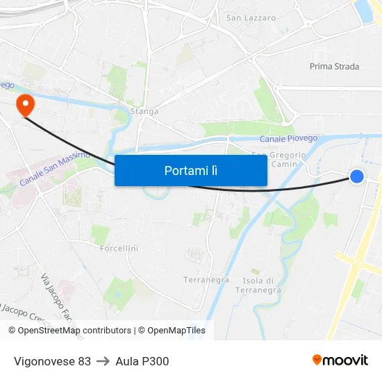 Vigonovese 83 to Aula P300 map