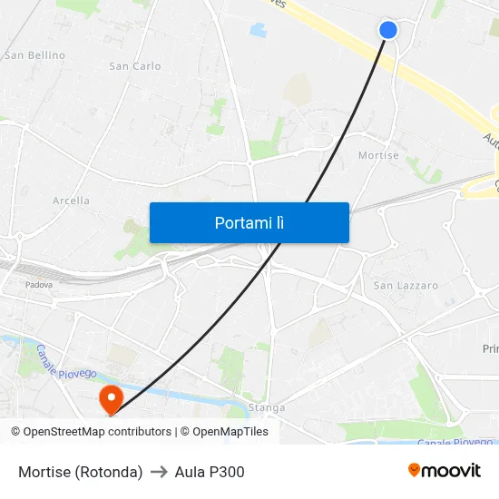 Mortise (Rotonda) to Aula P300 map