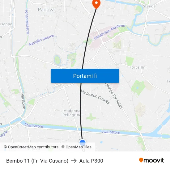 Bembo 11 (Fr. Via Cusano) to Aula P300 map