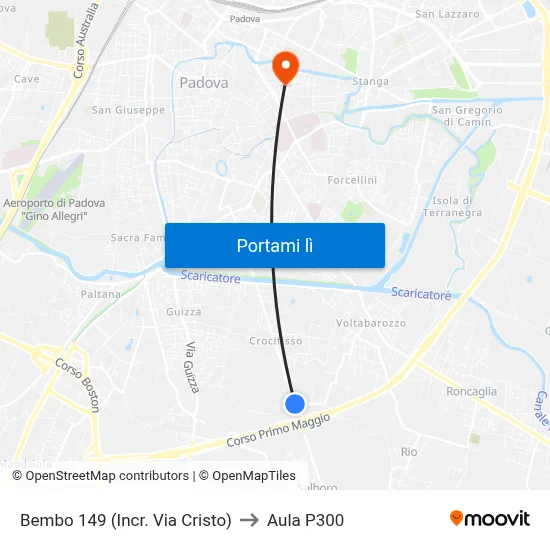 Bembo 149 (Incr. Via Cristo) to Aula P300 map