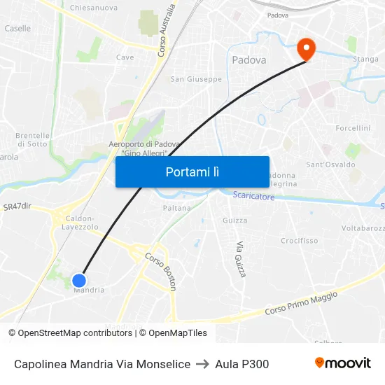 Capolinea Mandria Via Monselice to Aula P300 map