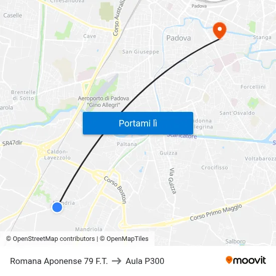 Romana Aponense 79 F.T. to Aula P300 map