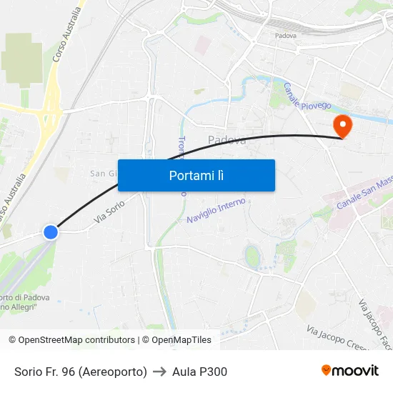 Sorio Fr. 96  (Aereoporto) to Aula P300 map