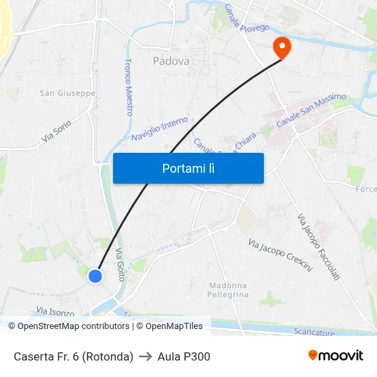 Caserta Fr. 6 (Rotonda) to Aula P300 map