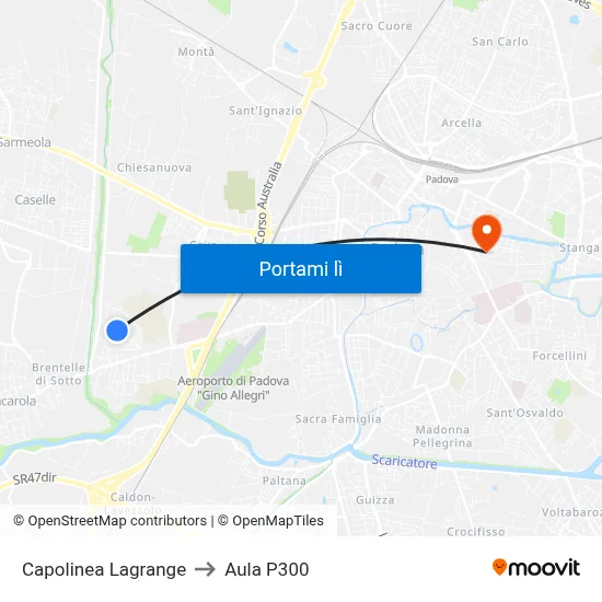 Capolinea Lagrange to Aula P300 map